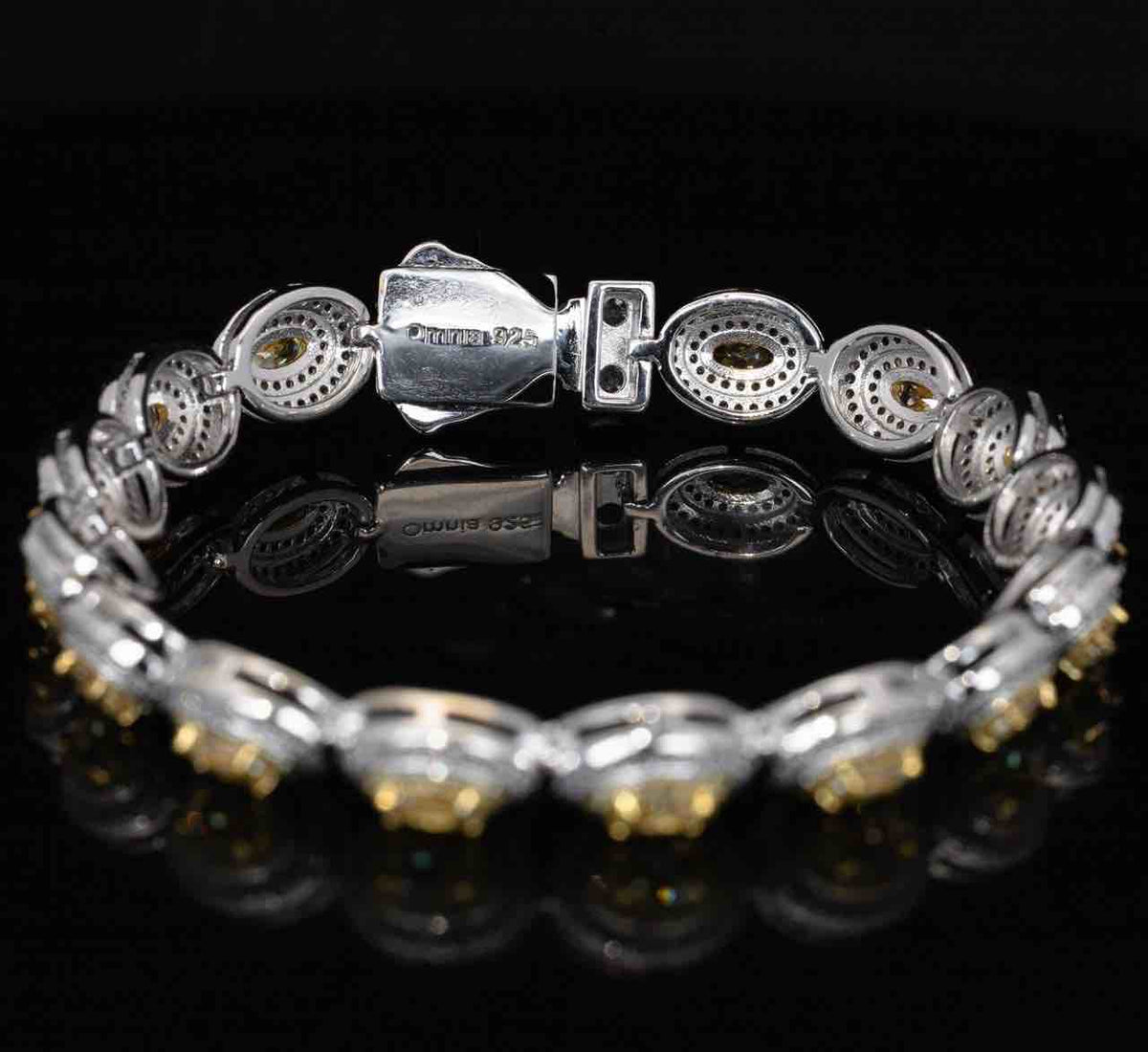 Omnia Tiesha White and Yellow Bracelet With High Quality Simulated Diamonds In 925 Silver - OMNIASTORES UAE
