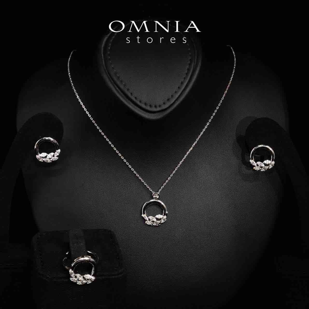 Omnia Rubi Floral White Necklace, Earrings and Ring Set in High Quality Rhodium Plated Zircon Stones - OMNIASTORES UAE
