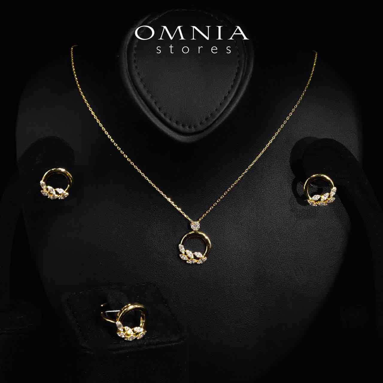 Omnia Rubi Gold White Necklace, Earrings and Ring Set in High Quality Rhodium Plated Zircon Stones - OMNIASTORES UAE