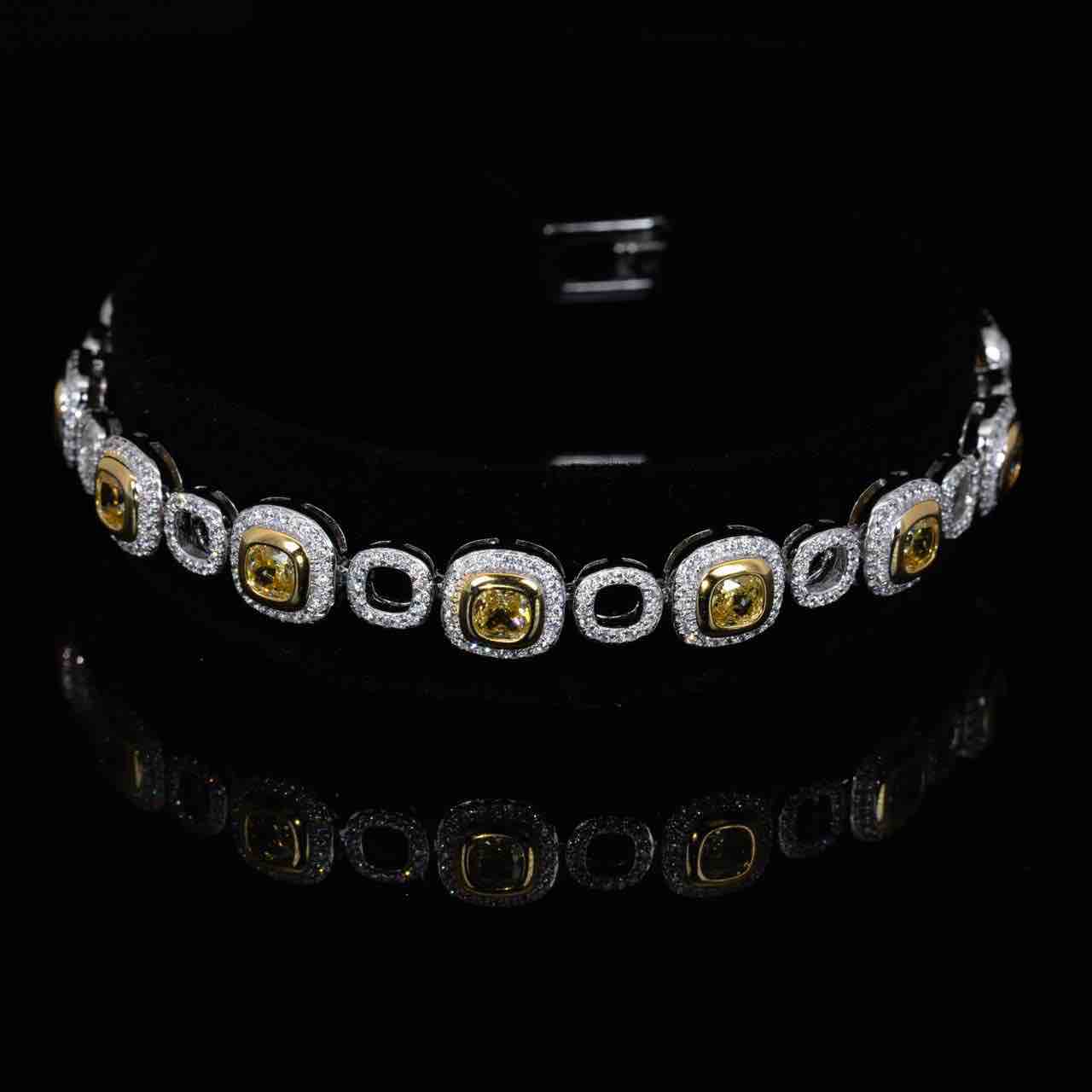 Omnia Faila White and Yellow Bracelet With High Quality Simulated Diamonds In 925 Silver - OMNIASTORES UAE