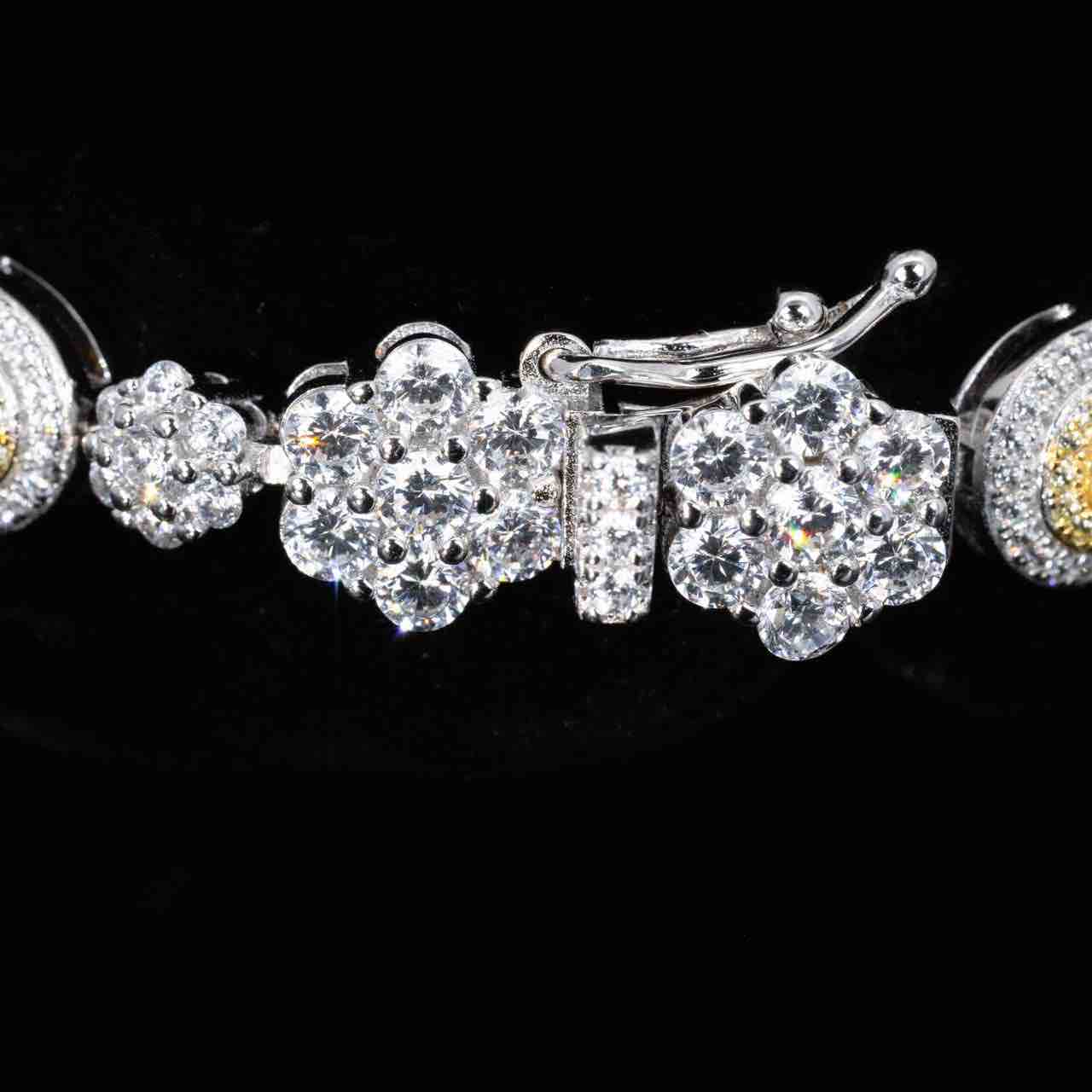 Omnia Taliha White and Yellow Bracelet With High Quality Simulated Diamonds In 925 Silver - OMNIASTORES UAE