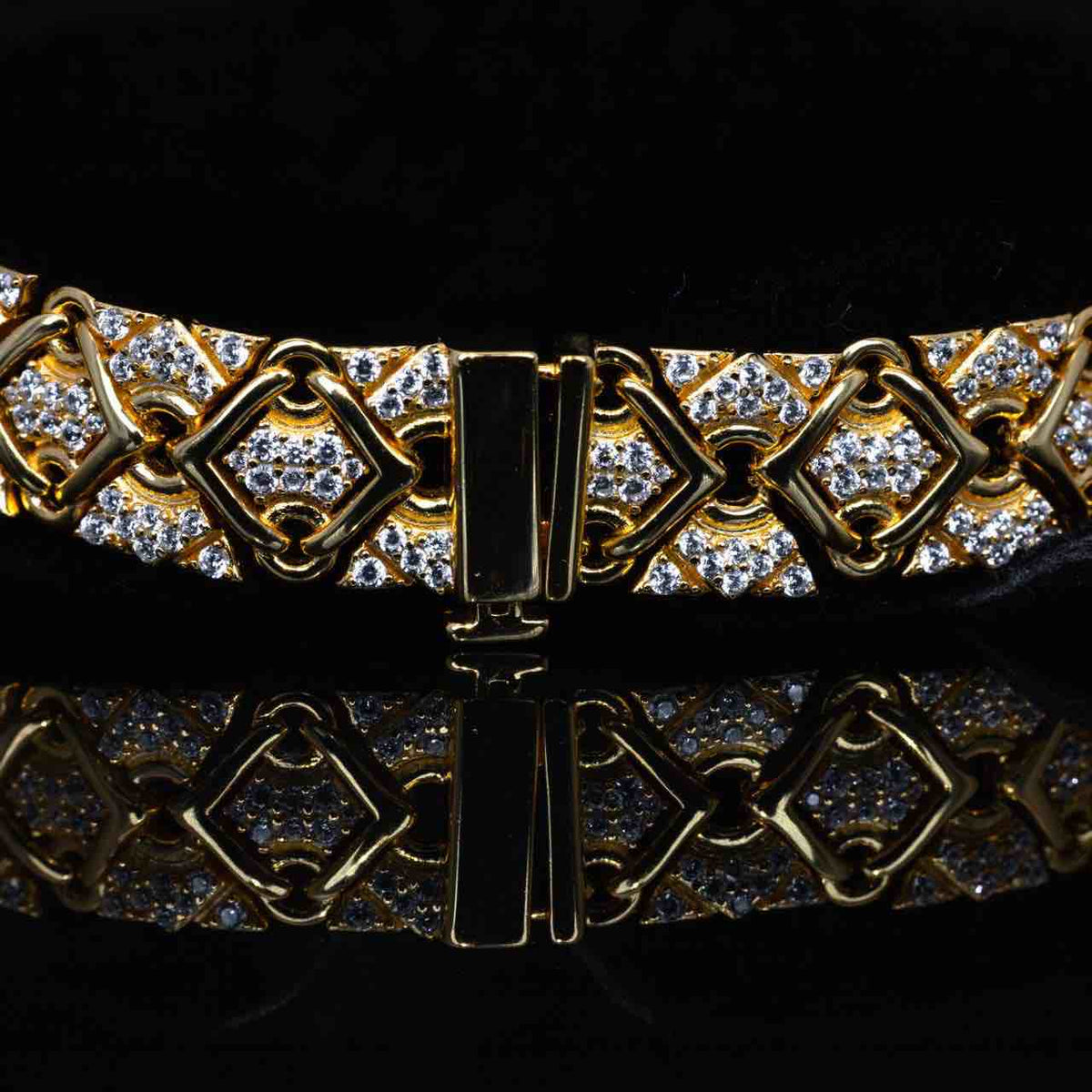 Omnia Lisi Gold and White Bracelet With High Quality Simulated Diamonds In 925 Silver - OMNIASTORES UAE