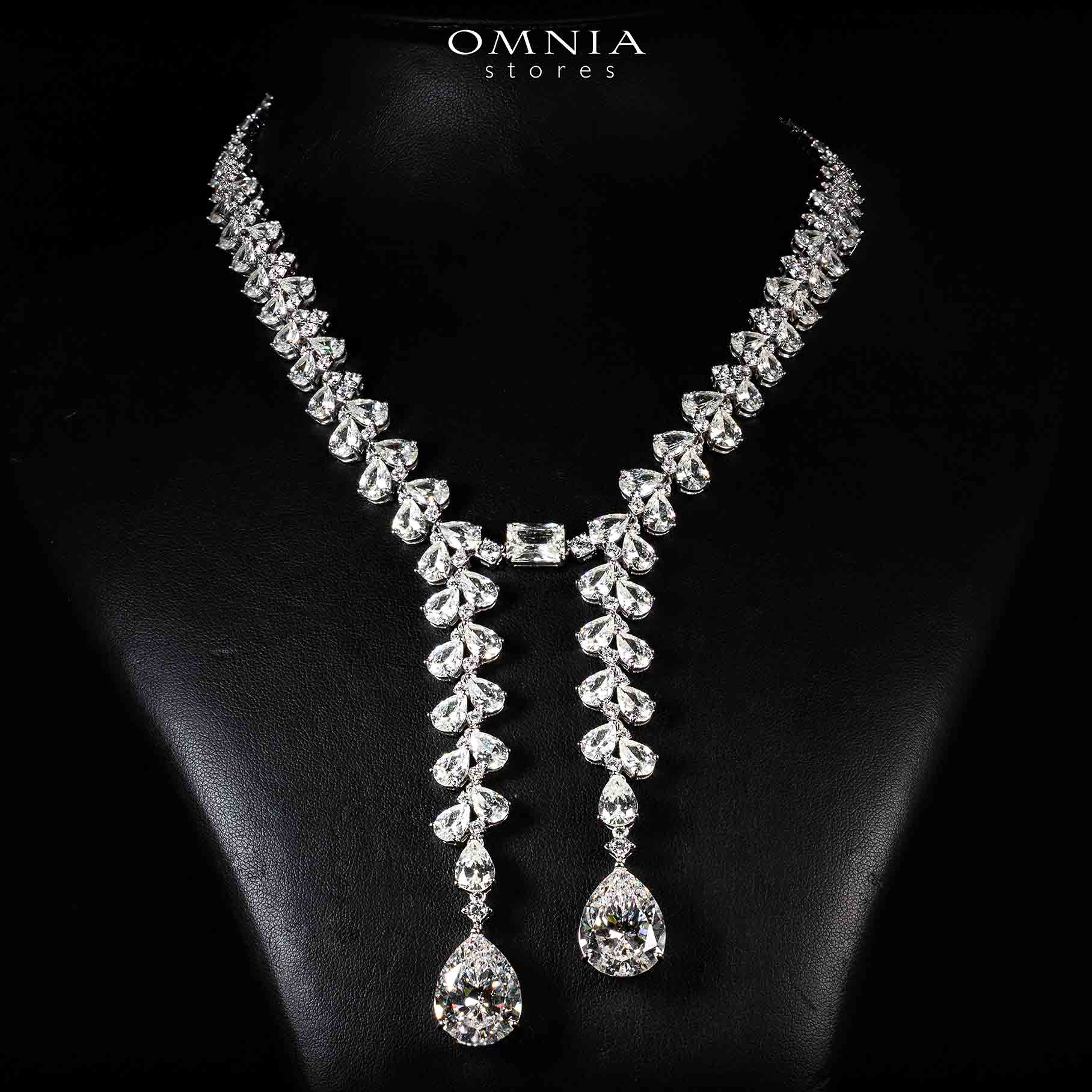 Omnia Shanaya White Necklace With High Quality Simulated Diamonds In 925 Silver - OMNIASTORES UAE