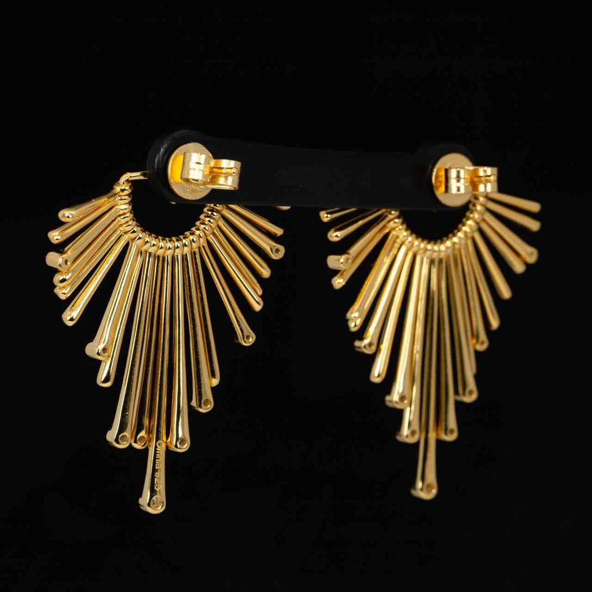 Omnia Liza Gold Earrings With High Quality Simulated Diamonds In 925 Silver - OMNIASTORES UAE