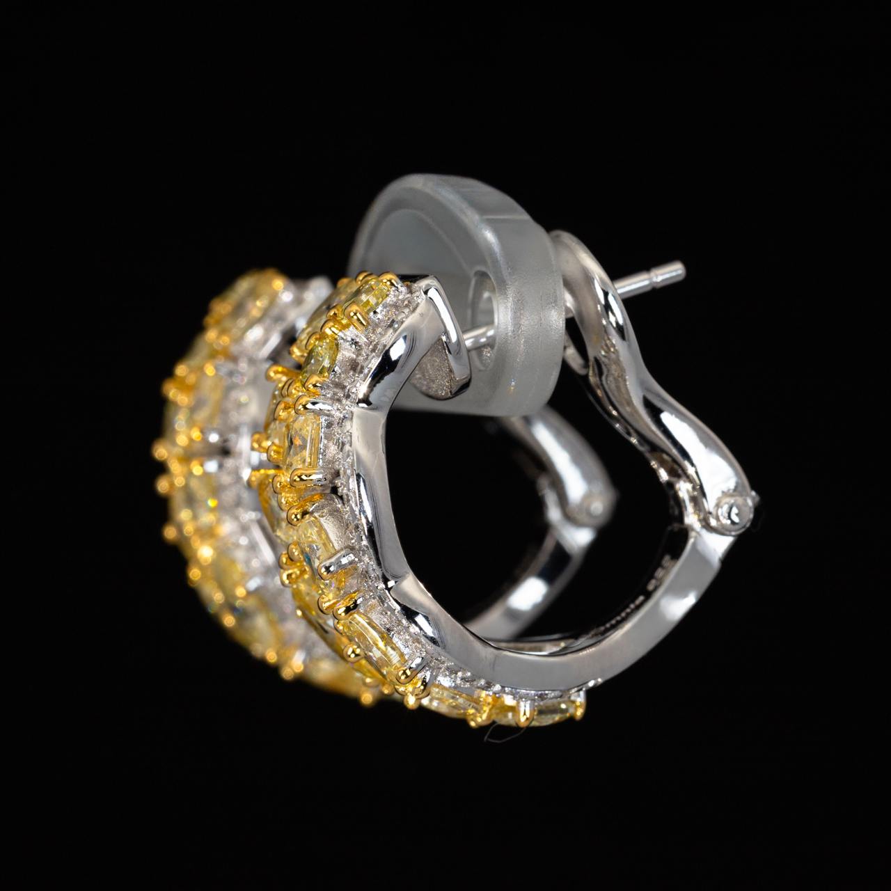 Omnia Sofie Yellow Clip Earrings With High Quality Simulated Diamonds In 925 Silver - OMNIASTORES UAE