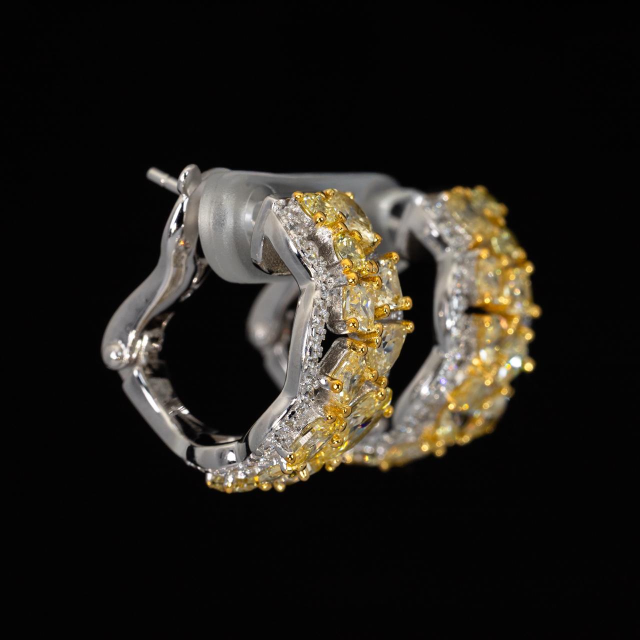 Omnia Sofie Yellow Clip Earrings With High Quality Simulated Diamonds In 925 Silver - OMNIASTORES UAE