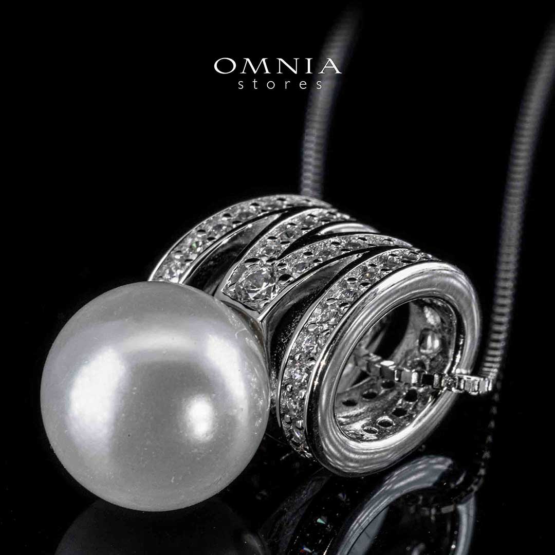 Omnia Shaira White Pear Peandant Necklace With High Quality Simulated Diamonds In 925 Silver - OMNIASTORES UAE