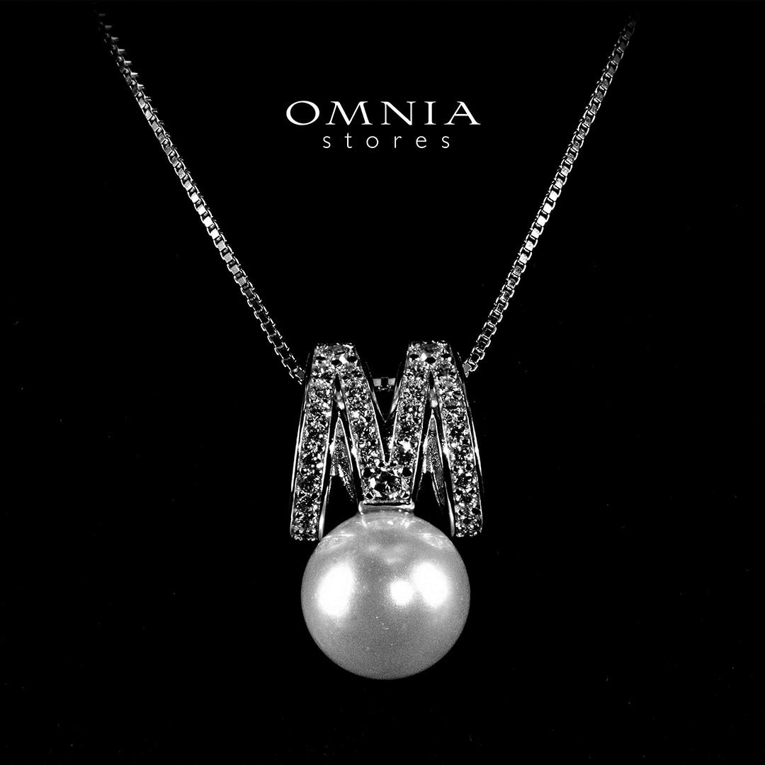 Omnia Shaira White Pear Peandant Necklace With High Quality Simulated Diamonds In 925 Silver - OMNIASTORES UAE