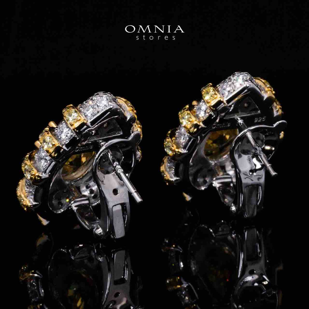 Omnia Zaila Yellow Clip Earrings With High Quality Simulated Diamonds In 925 Silver - OMNIASTORES UAE