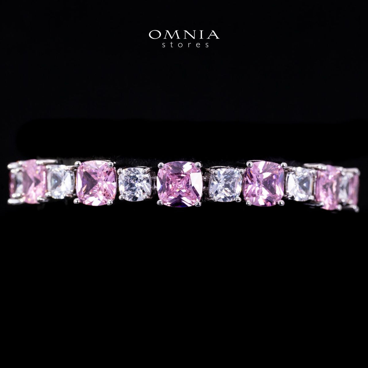 Omnia Alya Pink and White Bridal Full Set in High Quality Simulated Diamonds Rhodium Plated - OMNIASTORES UAE