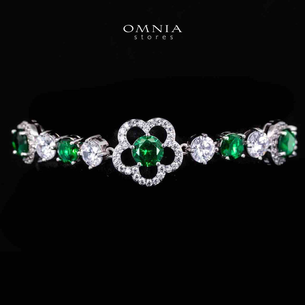 Omnia Esra Green Luxury Bridal Full Set in High Quality Zircon Stone Rhodium Plated - OMNIASTORES UAE