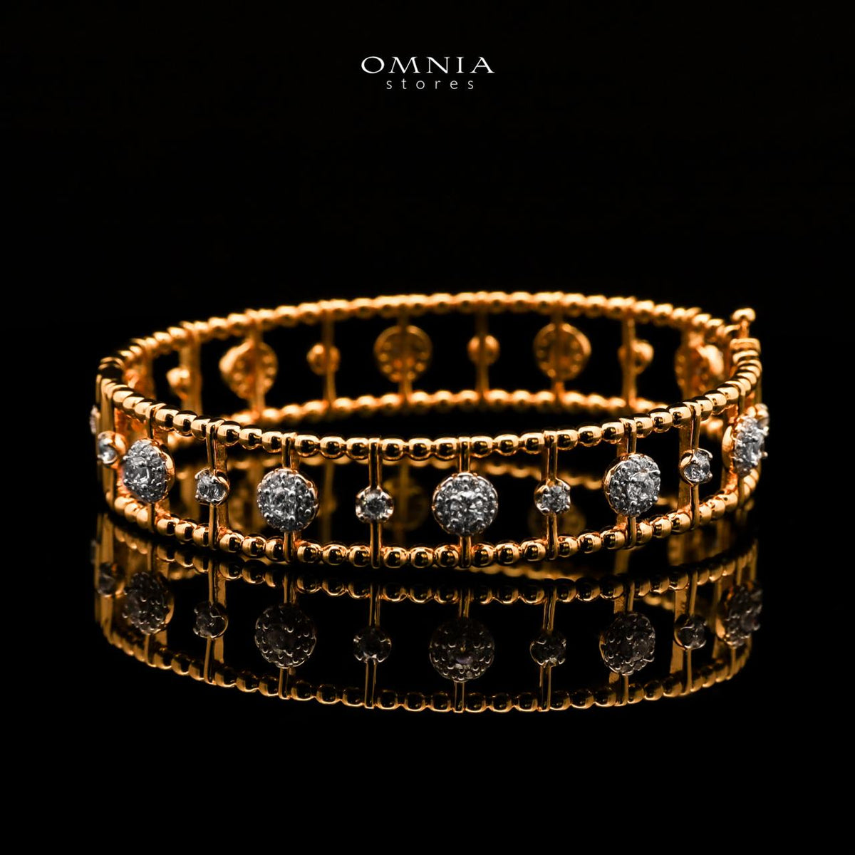 Nasim Golden Plated Bangle In 925 Silver Certified High Quality Lab Crafted Stones - OMNIASTORES UAE