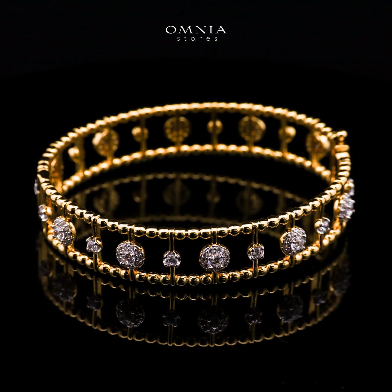 Nasim Golden Plated Bangle In 925 Silver Certified High Quality Lab Crafted Stones - OMNIASTORES UAE