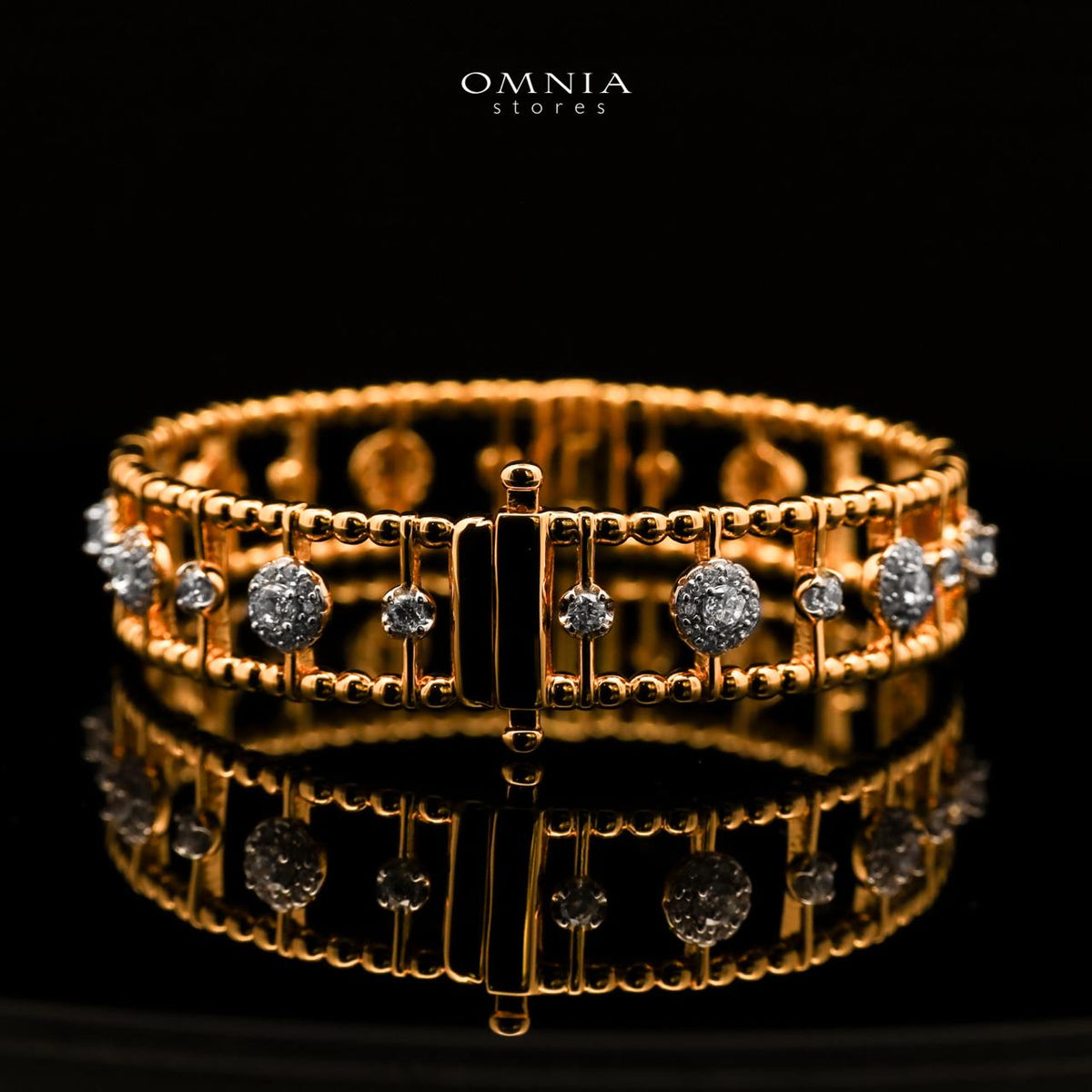 Nasim Golden Plated Bangle In 925 Silver Certified High Quality Lab Crafted Stones - OMNIASTORES UAE