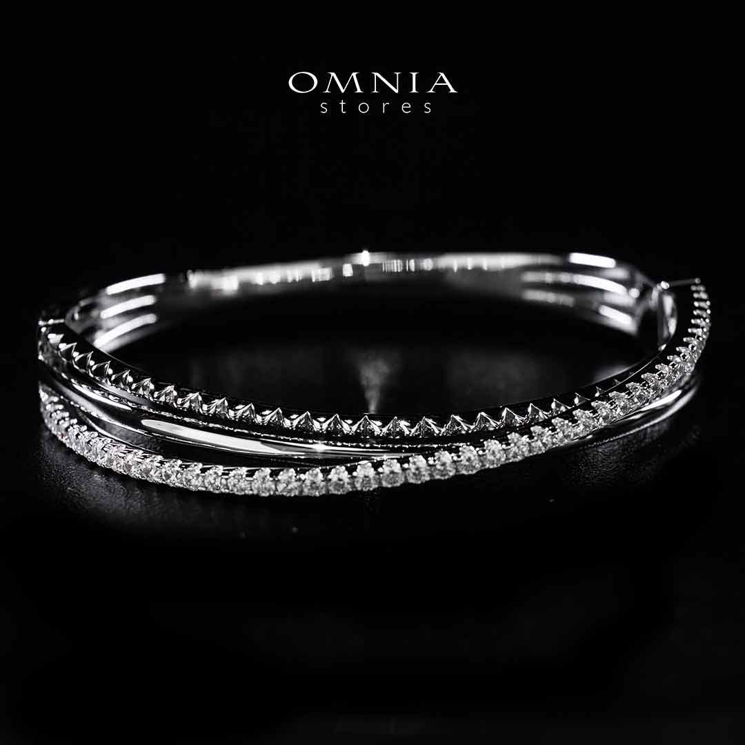 Omnia Suhair Twisted Silver Bangle In 925 Silver High Quality Certified Lab Crafted Stones - OMNIASTORES UAE