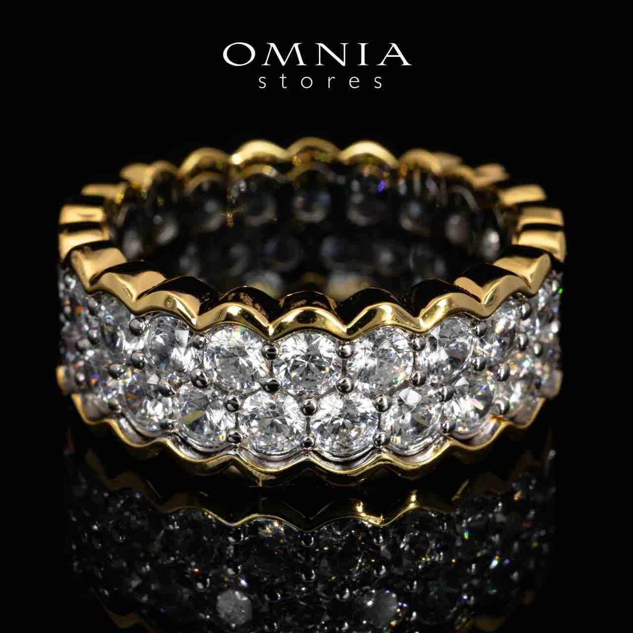 Omnia Amillia White and Gold Ring With Certified High Quality Lab Crafted Stones In 925 Silver - OMNIASTORES UAE