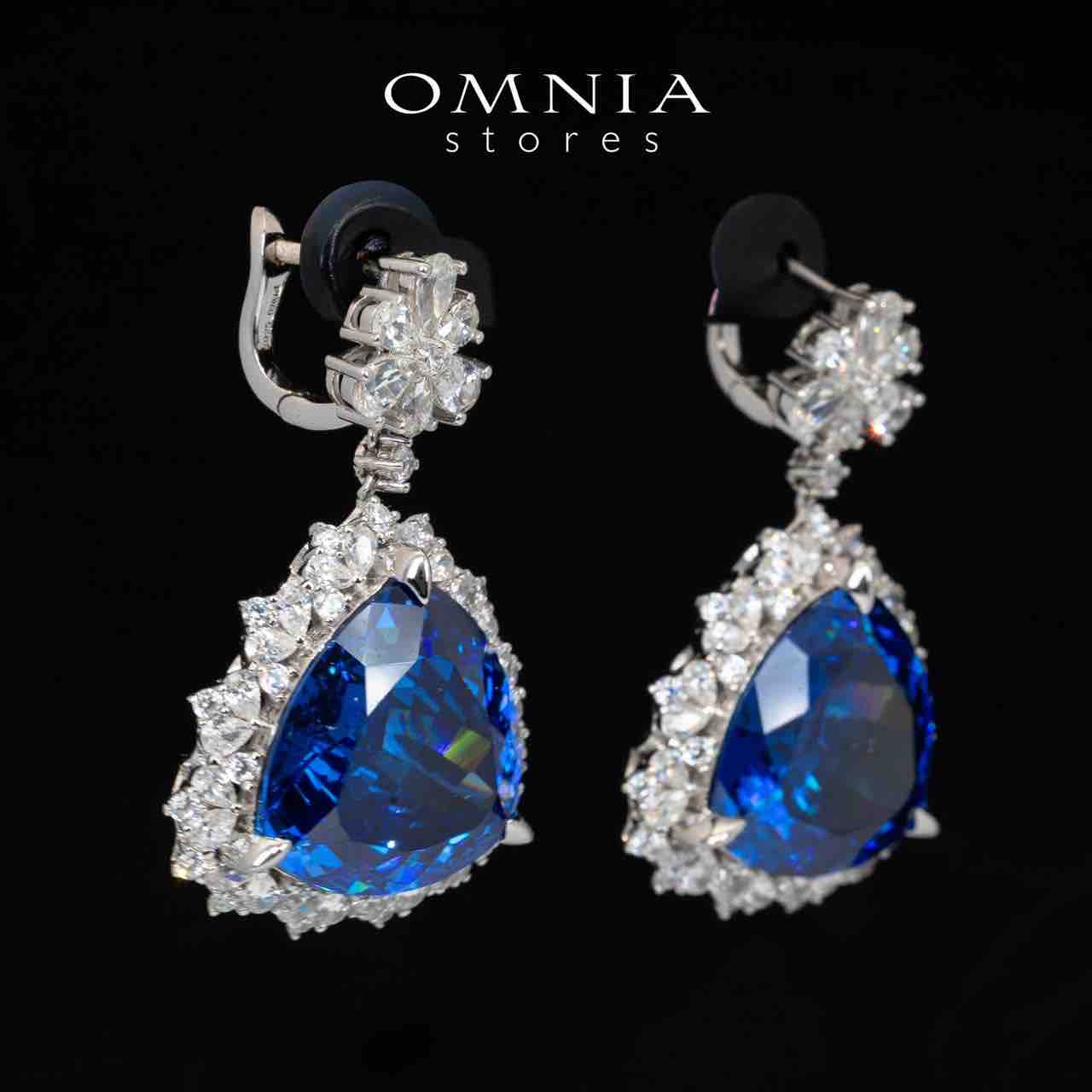 Omnia Roua White and Blue Drop Earrings With High Quality Certified Lab Crafted Stones In 925 Silver 7.0ct - OMNIASTORES UAE