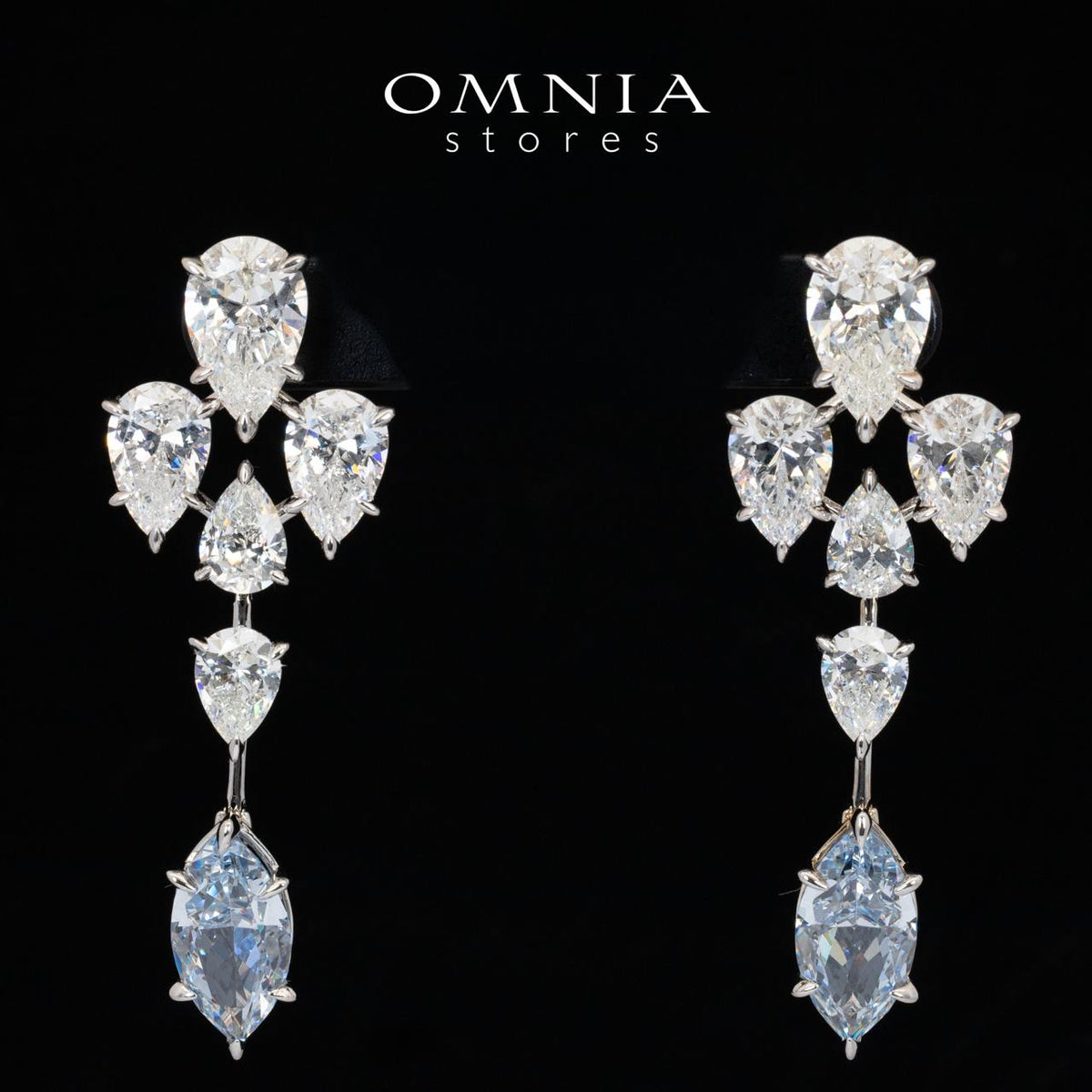 Omnia Elly White and Sky Blue Drop Earrings With High Quality Certified Lab Crafted Stones In 925 Silver 32ct - OMNIASTORES UAE
