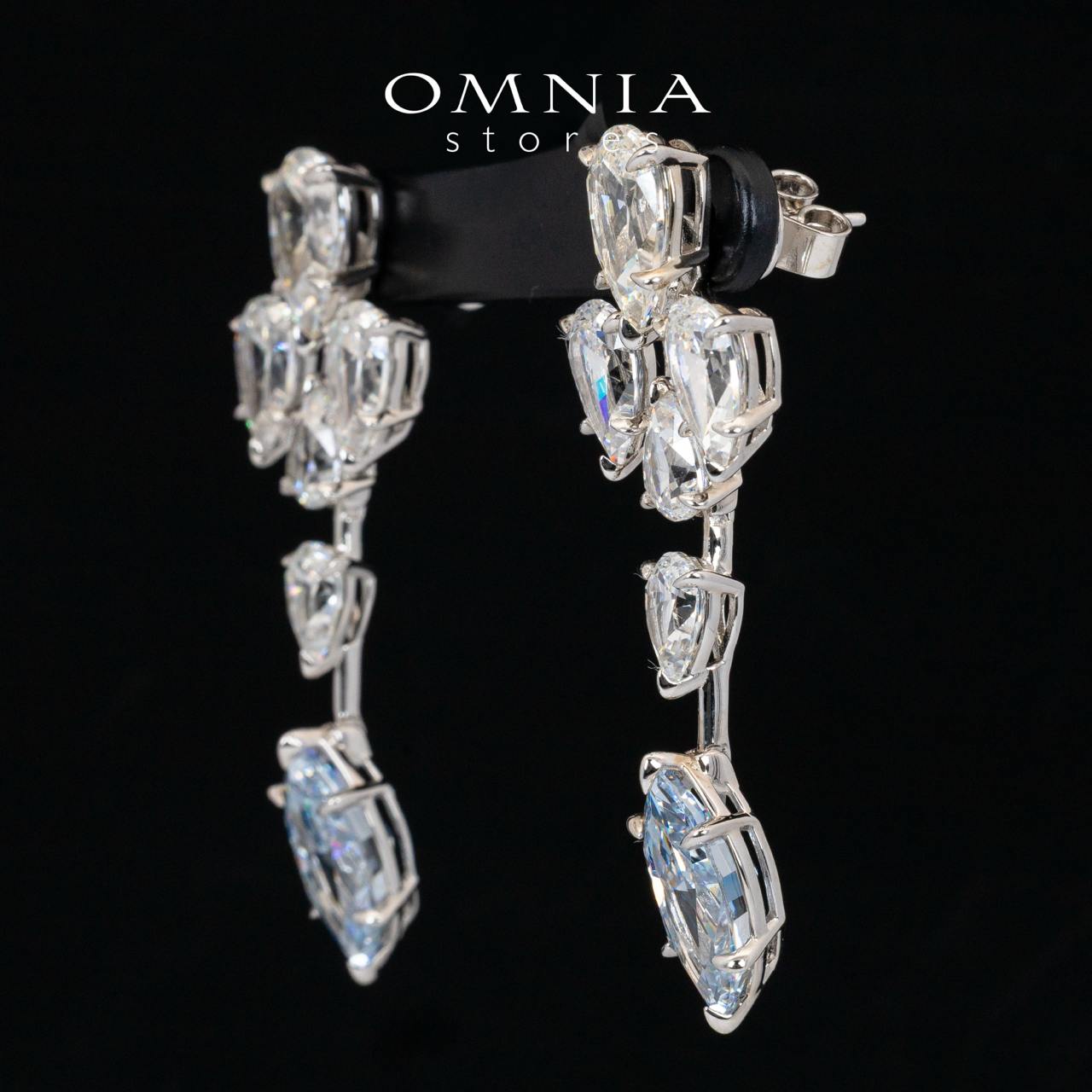 Omnia Elly White and Sky Blue Drop Earrings With High Quality Certified Lab Crafted Stones In 925 Silver 32ct - OMNIASTORES UAE