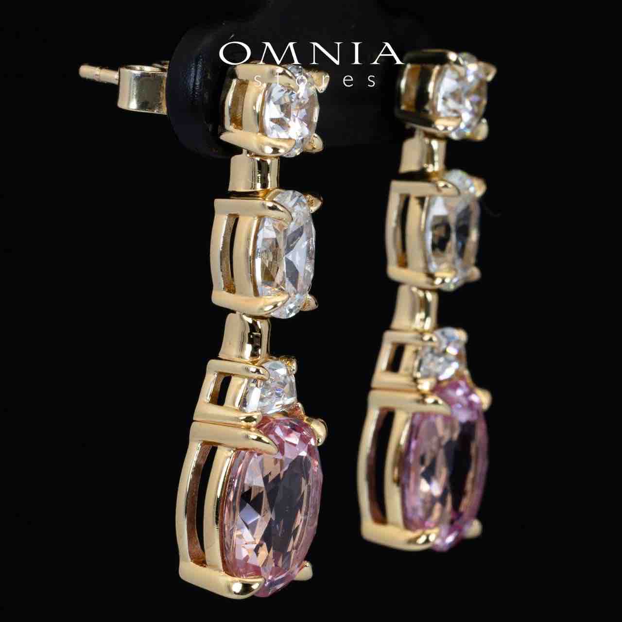 Omnia Rayla Gold and Pink Drop Earrings With High Quality Certified Lab Crafted Stones In 925 Silver 5ct - OMNIASTORES UAE