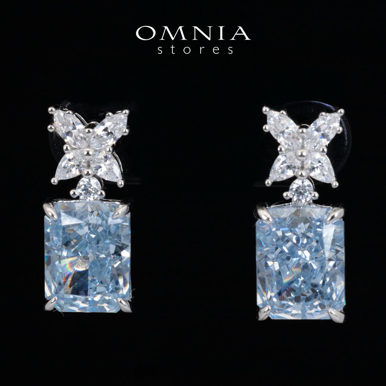 Omnia Elana White and Blue Floral Earrings With High Quality Certified Lab Crafted Stones In 925 Silver 3ct - OMNIASTORES UAE