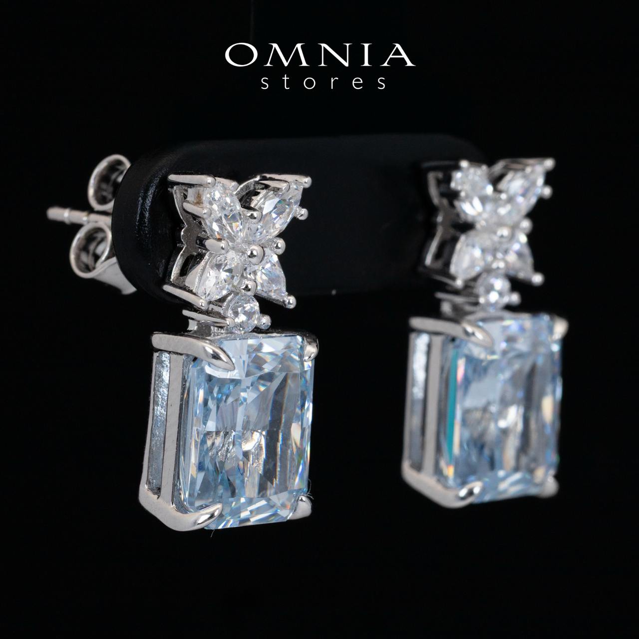 Omnia Elana White and Blue Floral Earrings With High Quality Certified Lab Crafted Stones In 925 Silver 3ct - OMNIASTORES UAE