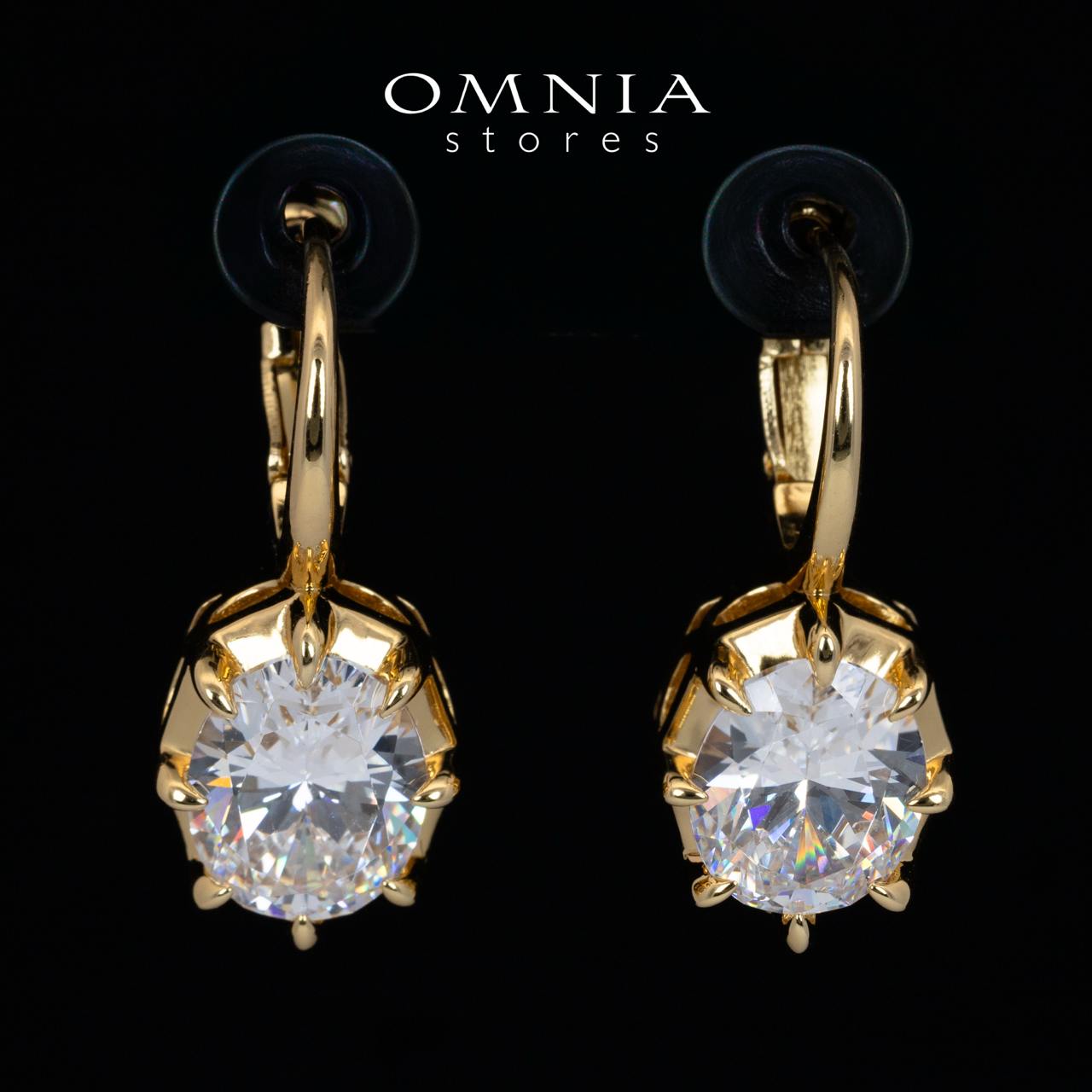 Omnia Aadya White and Gold Drop Earrings With High Quality Certified Lab Crafted Stones In 925 Silver 3ct - OMNIASTORES UAE