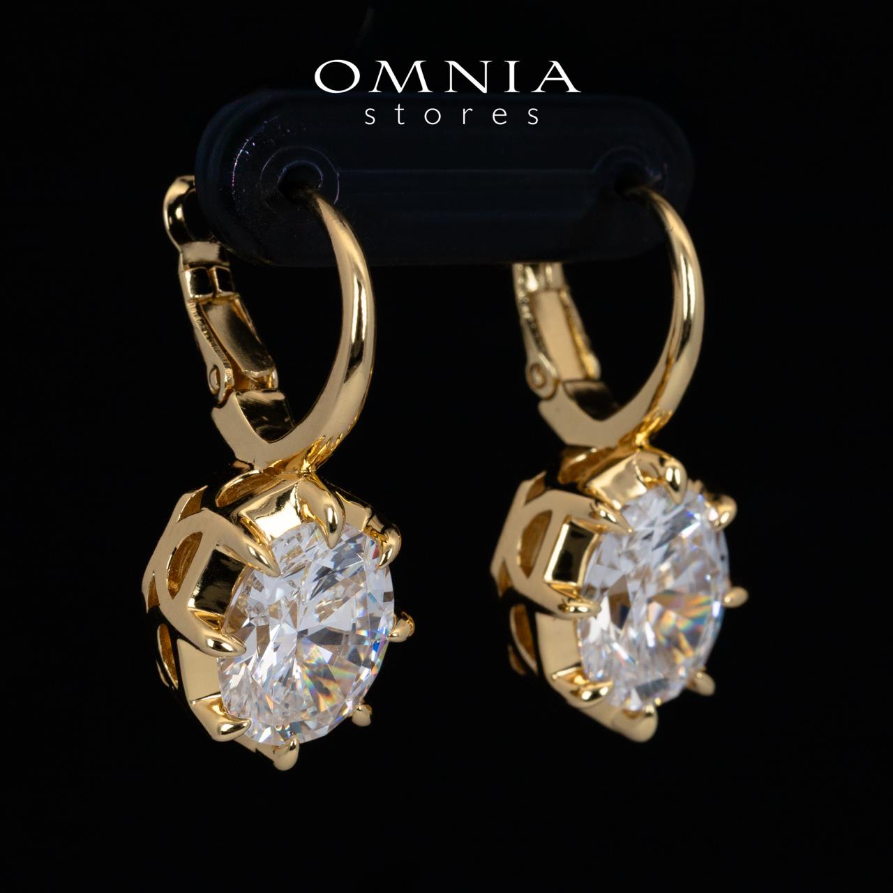 Omnia Aadya White and Gold Drop Earrings With High Quality Certified Lab Crafted Stones In 925 Silver 3ct - OMNIASTORES UAE