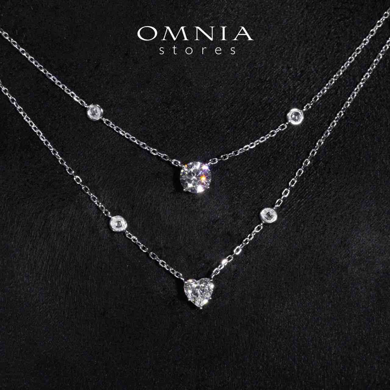 Omnia Maryn White Double Layerd Pendant Necklace With High Quality Certified Lab Crafted Stones In 925 Silver - OMNIASTORES UAE