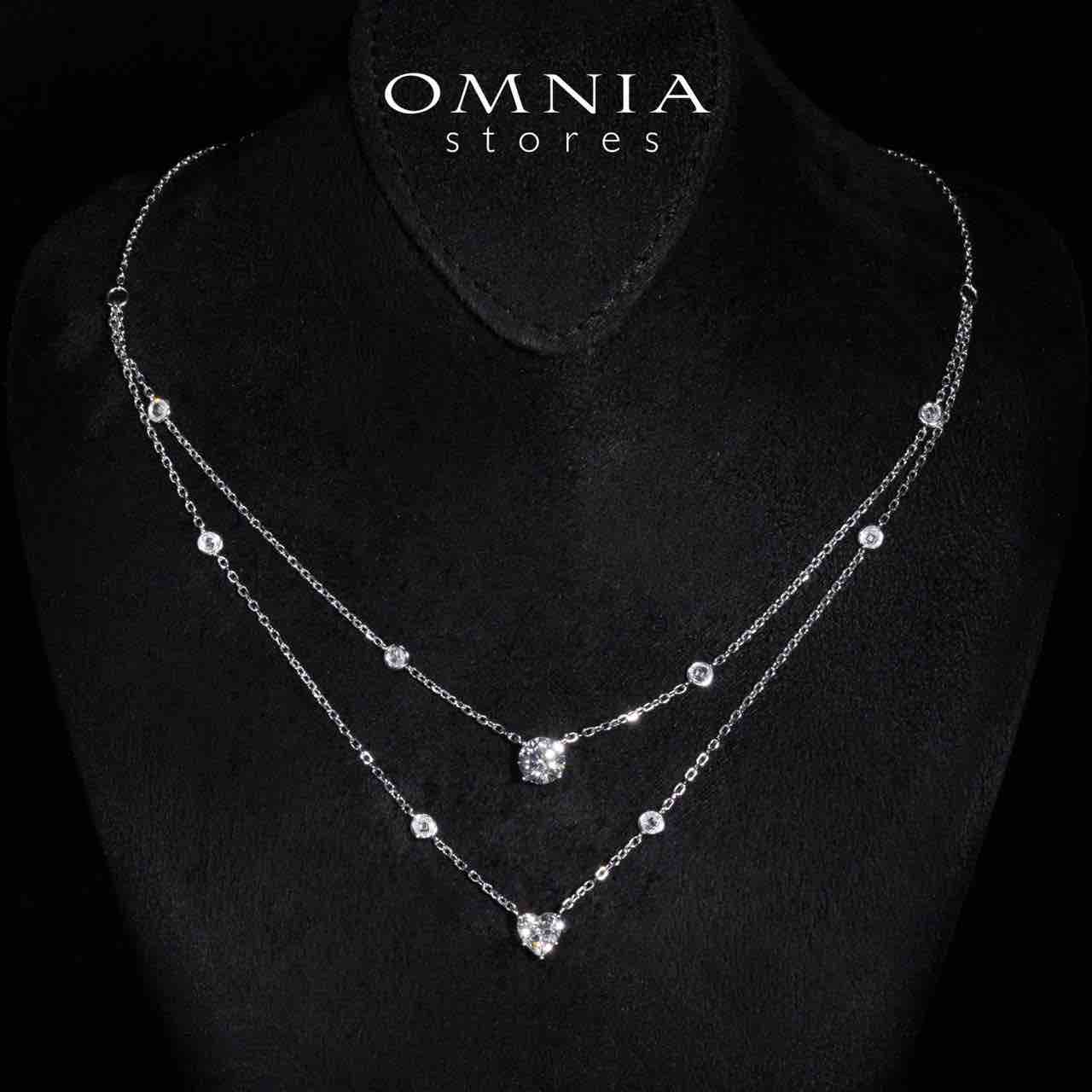 Omnia Maryn White Double Layerd Pendant Necklace With High Quality Certified Lab Crafted Stones In 925 Silver - OMNIASTORES UAE