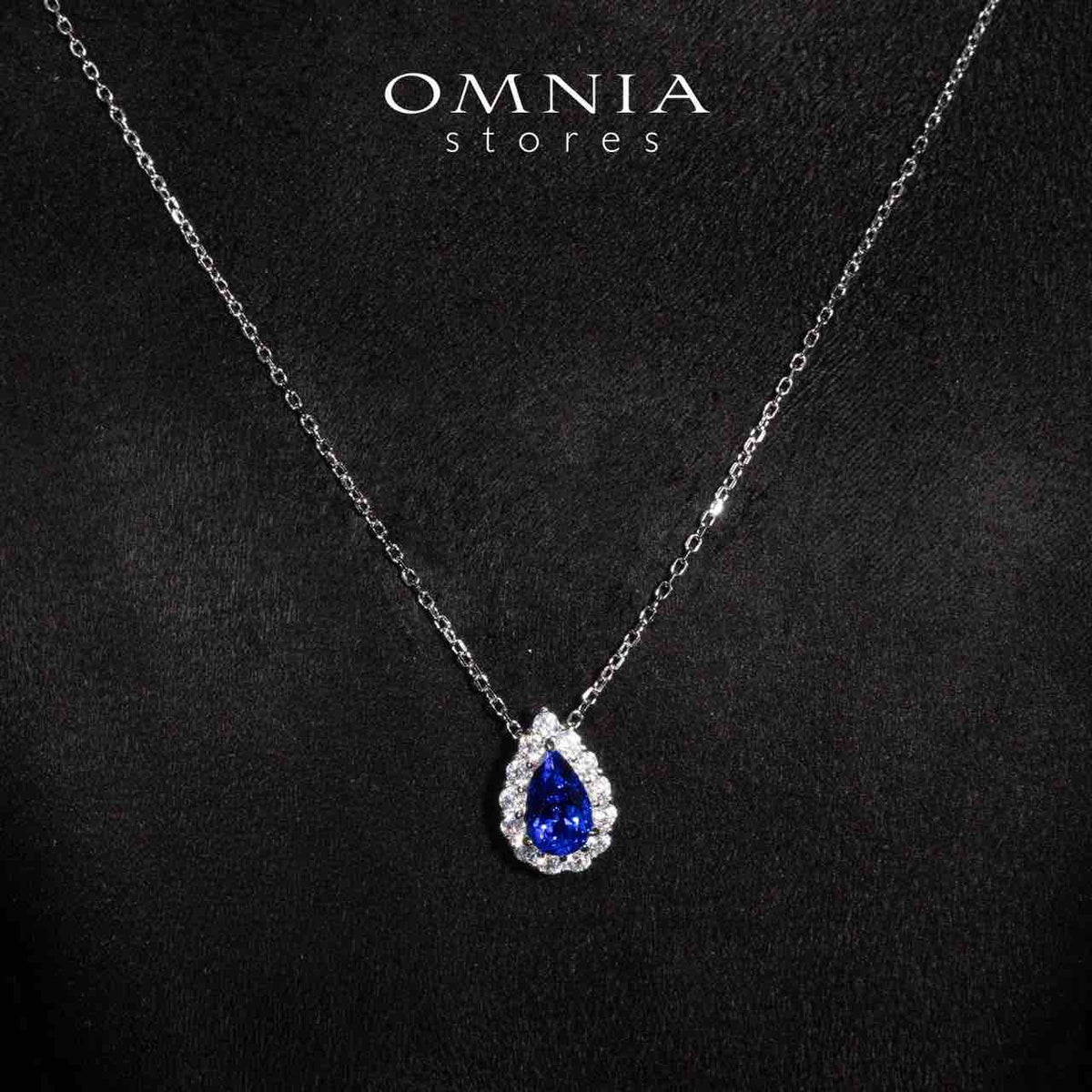 Omnia Emoni Blue Spinel Pendant Necklace With High Quality Certified Lab Crafted Stones In 925 Silver - OMNIASTORES UAE