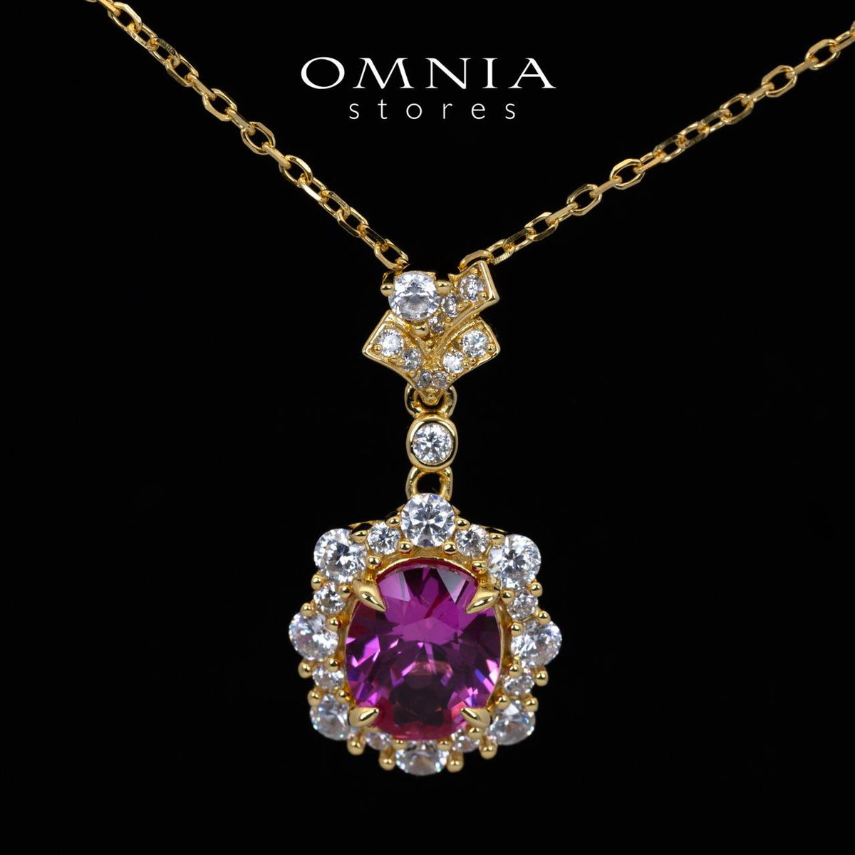 Omnia Maura Gold Pendant Necklace With High Quality Certified Lab Crafted Stones In 925 Silver - OMNIASTORES UAE