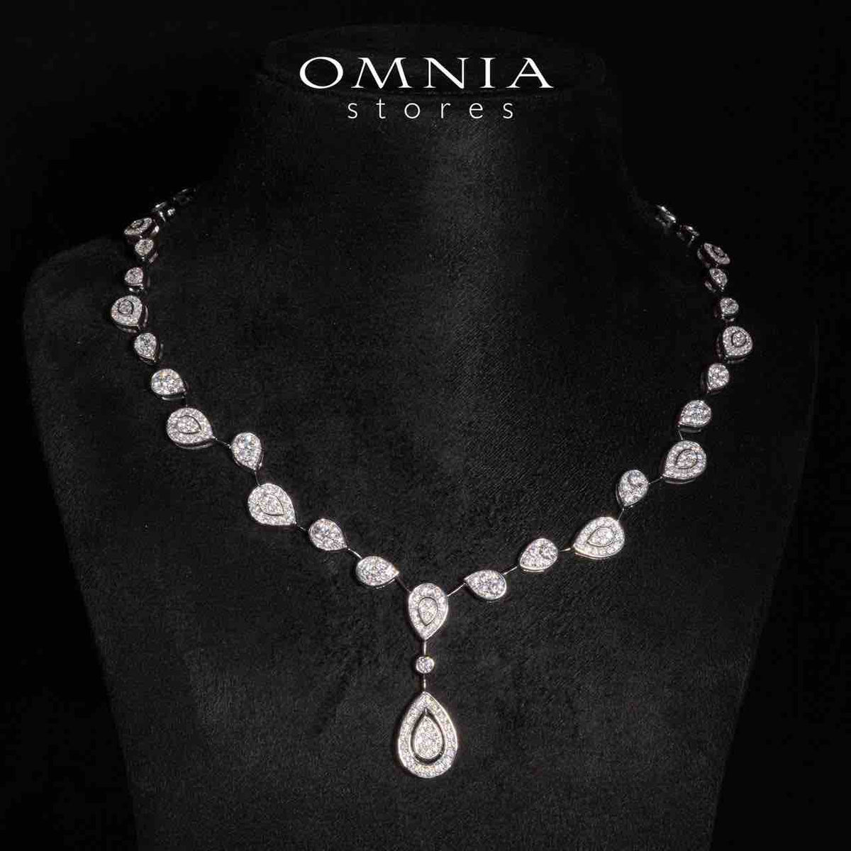 Omnia Amaira White Necklace With High Quality Certified Lab Crafted Stones In 925 Silver - OMNIASTORES UAE