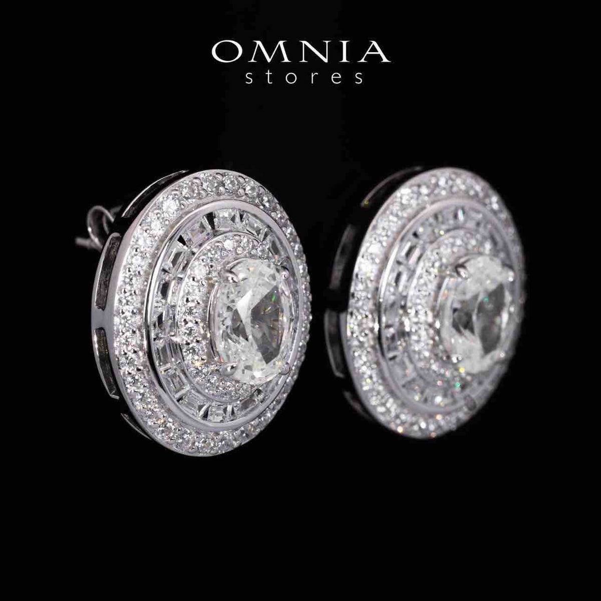 Adah Round White Earrings With High Quality Simulated Diamonds in 925 Silver - OMNIASTORES UAE