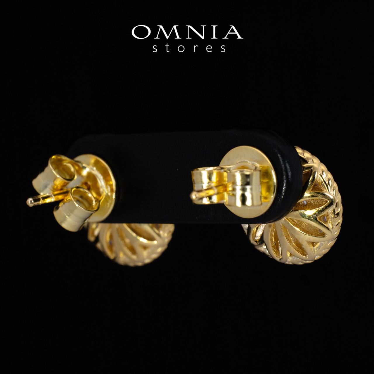 karoline Golden Round Earrings With High Quality Simulated Diamonds in 925 Silver - OMNIASTORES UAE
