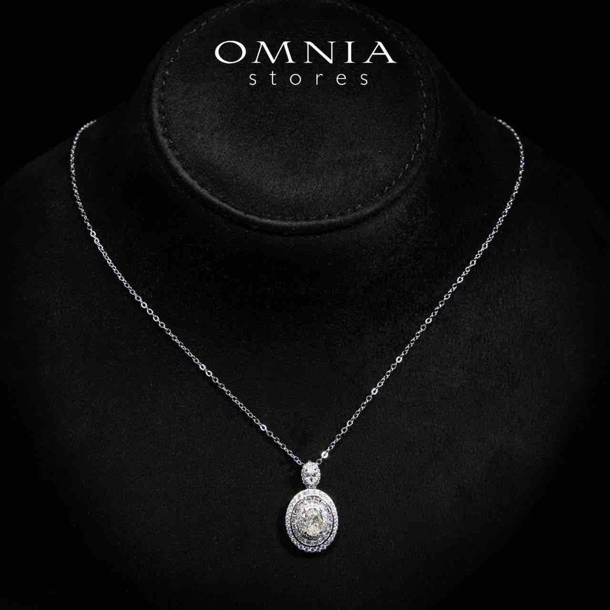 Adah Round White Pendant Necklace With High Quality Simulated Diamonds in 925 Silver - OMNIASTORES UAE