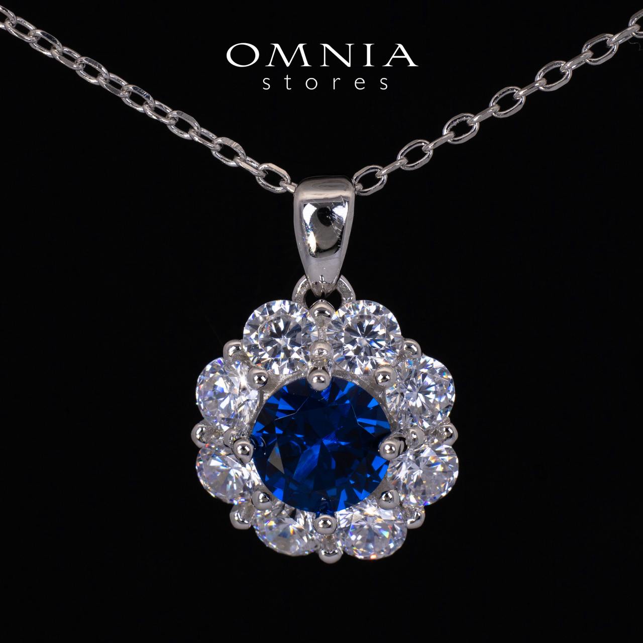 Mashael Blue Flower Cut Pendant Necklace With High Quality Simulated Diamonds in 925 Silver - OMNIASTORES UAE