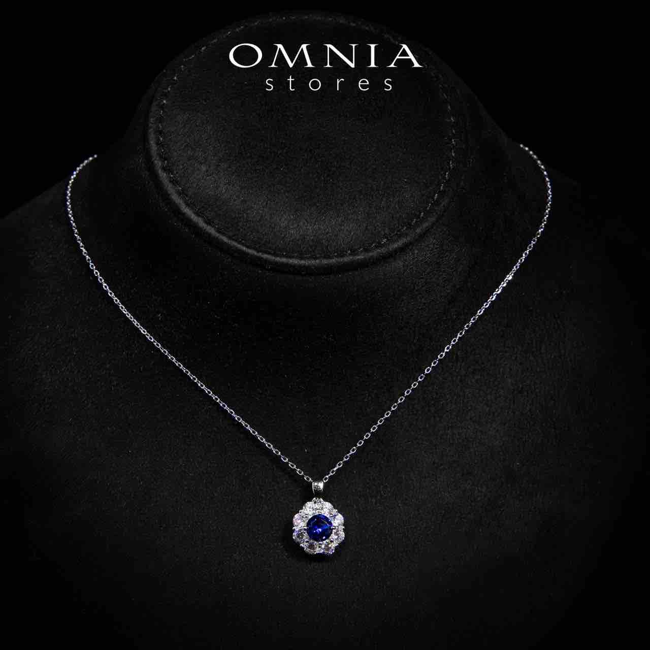 Mashael Blue Flower Cut Pendant Necklace With High Quality Simulated Diamonds in 925 Silver - OMNIASTORES UAE