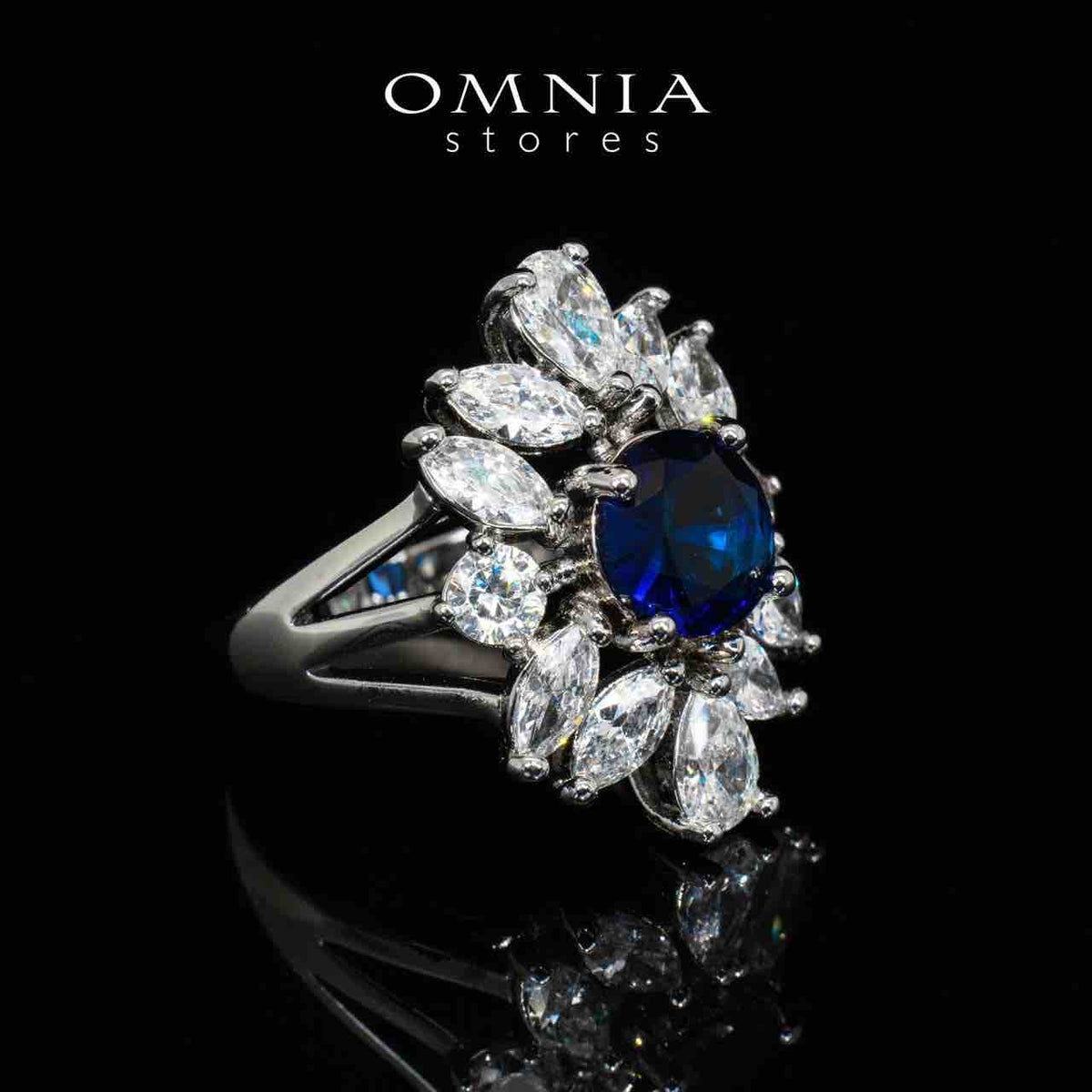 Nareen Blue Luxury Bridal Full Set in High Quality Zircon Stone Rhodium Plated - OMNIASTORES UAE