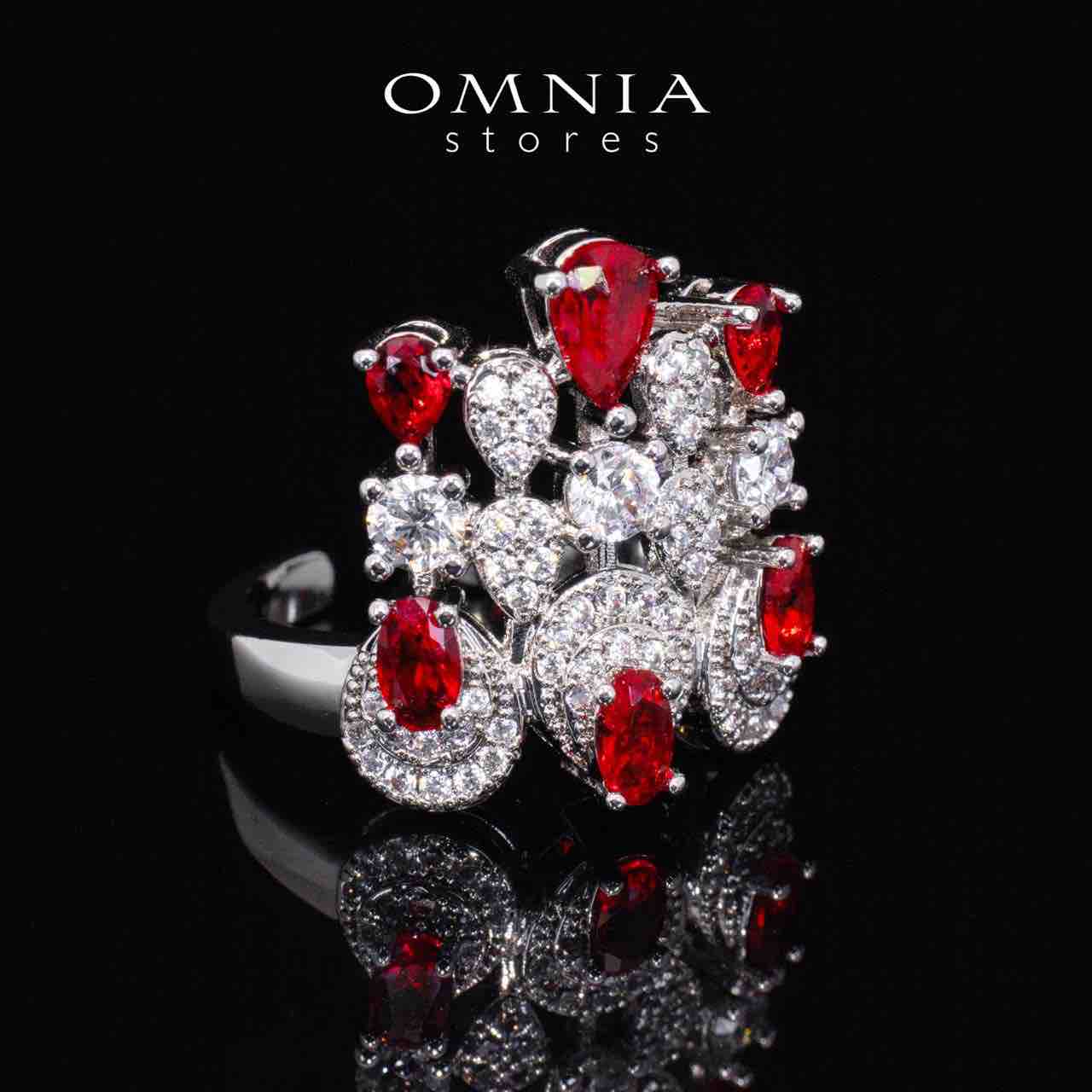 Aleya Red Luxury Bridal Full Long chain Set in High Quality Simulated Diamonds Rhodium Plated - OMNIASTORES UAE