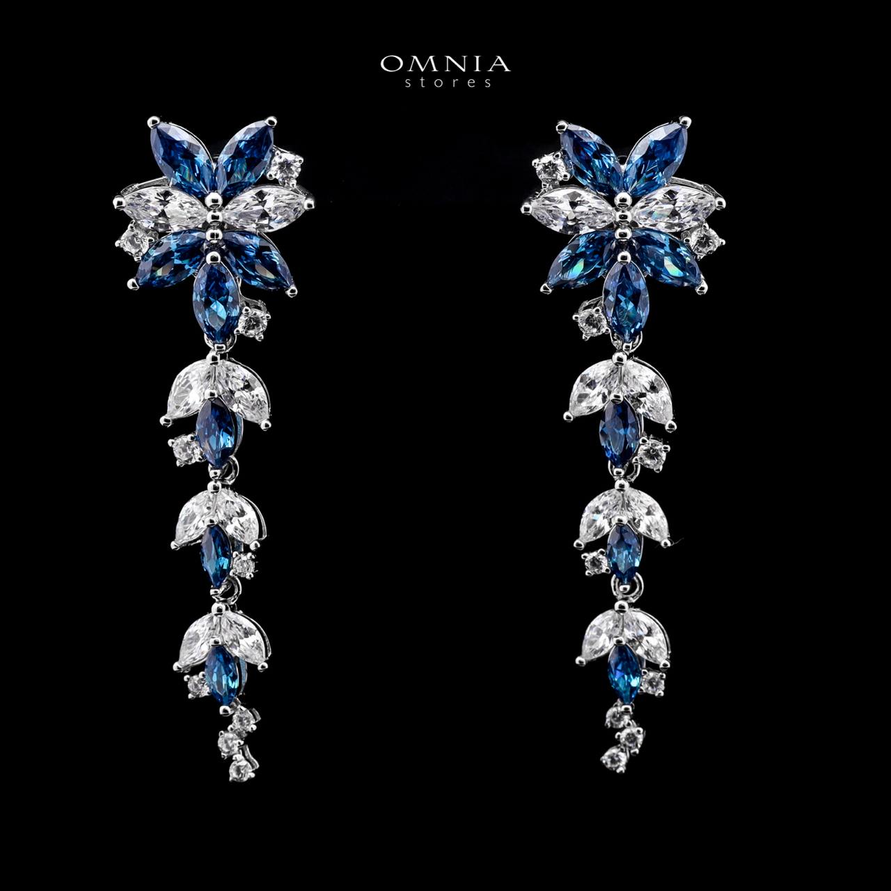 Abla Blue Floral Drop Earrings in 925 Silver with Marquise and Pear-Cut High-Quality Simulated Diamonds - OMNIASTORES UAE