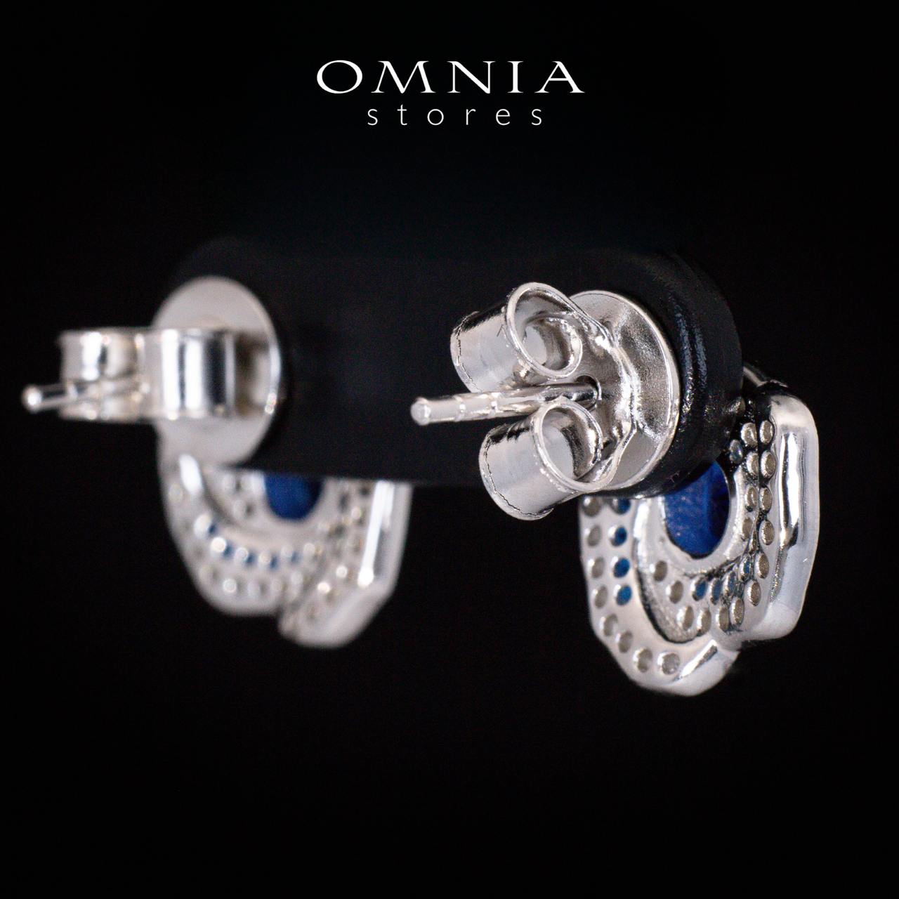 Jillian Floral Blue and White Earrings With High Quality Simulated Diamonds in 925 Silver - OMNIASTORES UAE