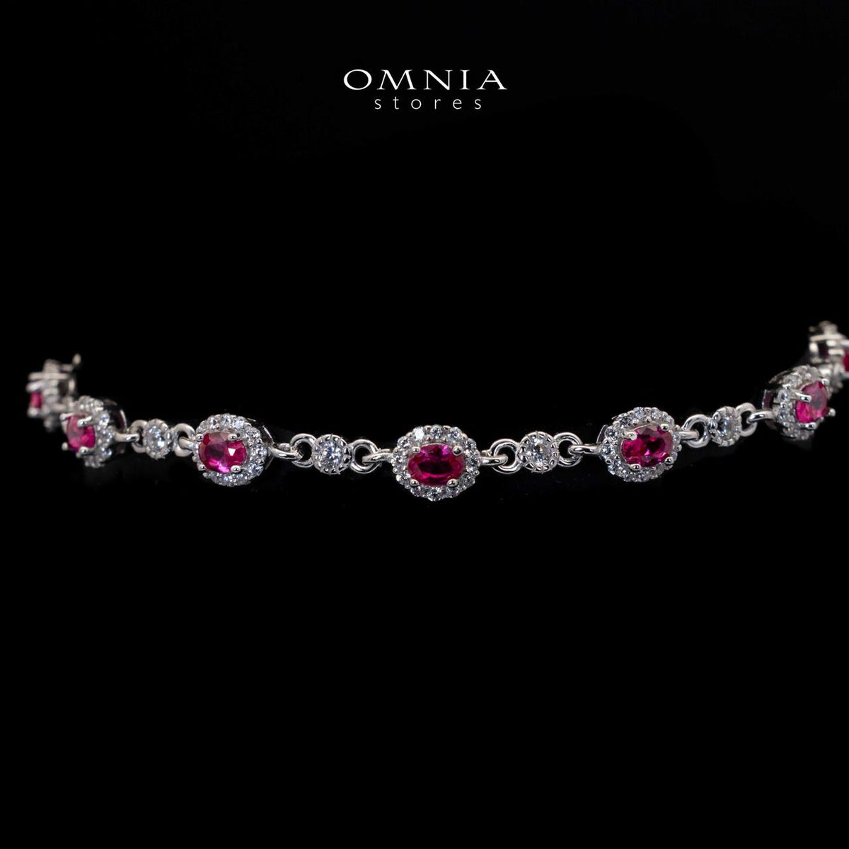 Juana Red Bracelet in 925 Silver With High Quality Simulated Diamonds