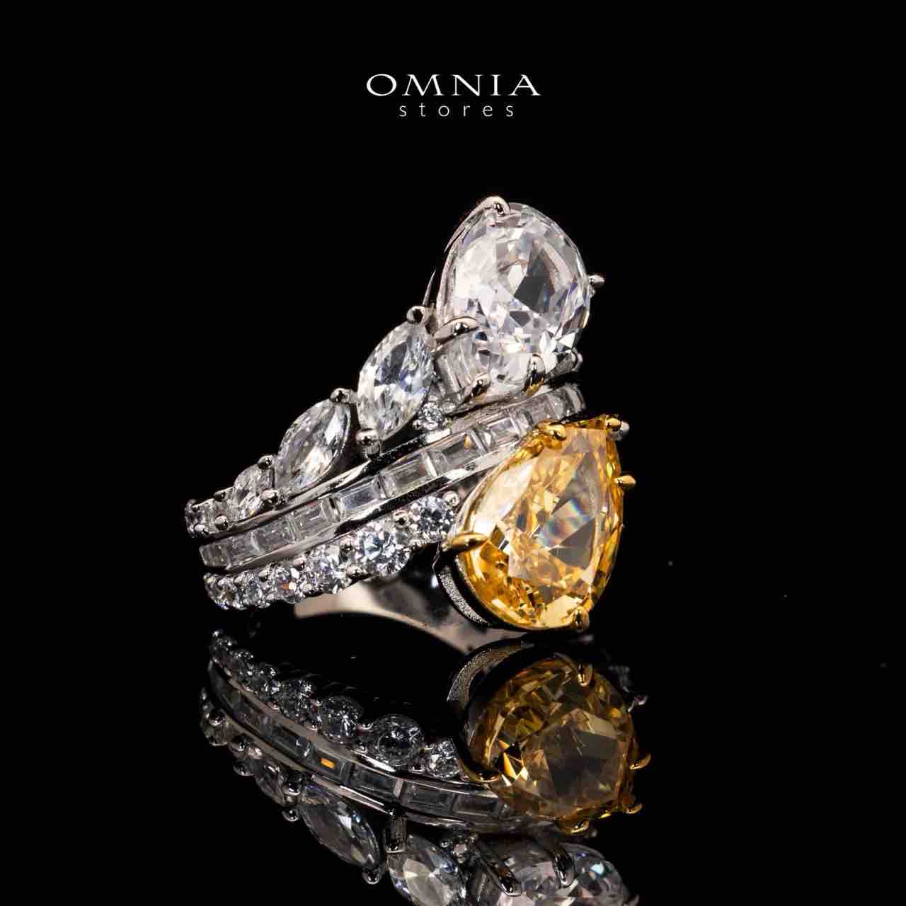 Marielle Yellow and White Ring in 925 Silver With High Quality Simulated Diamonds