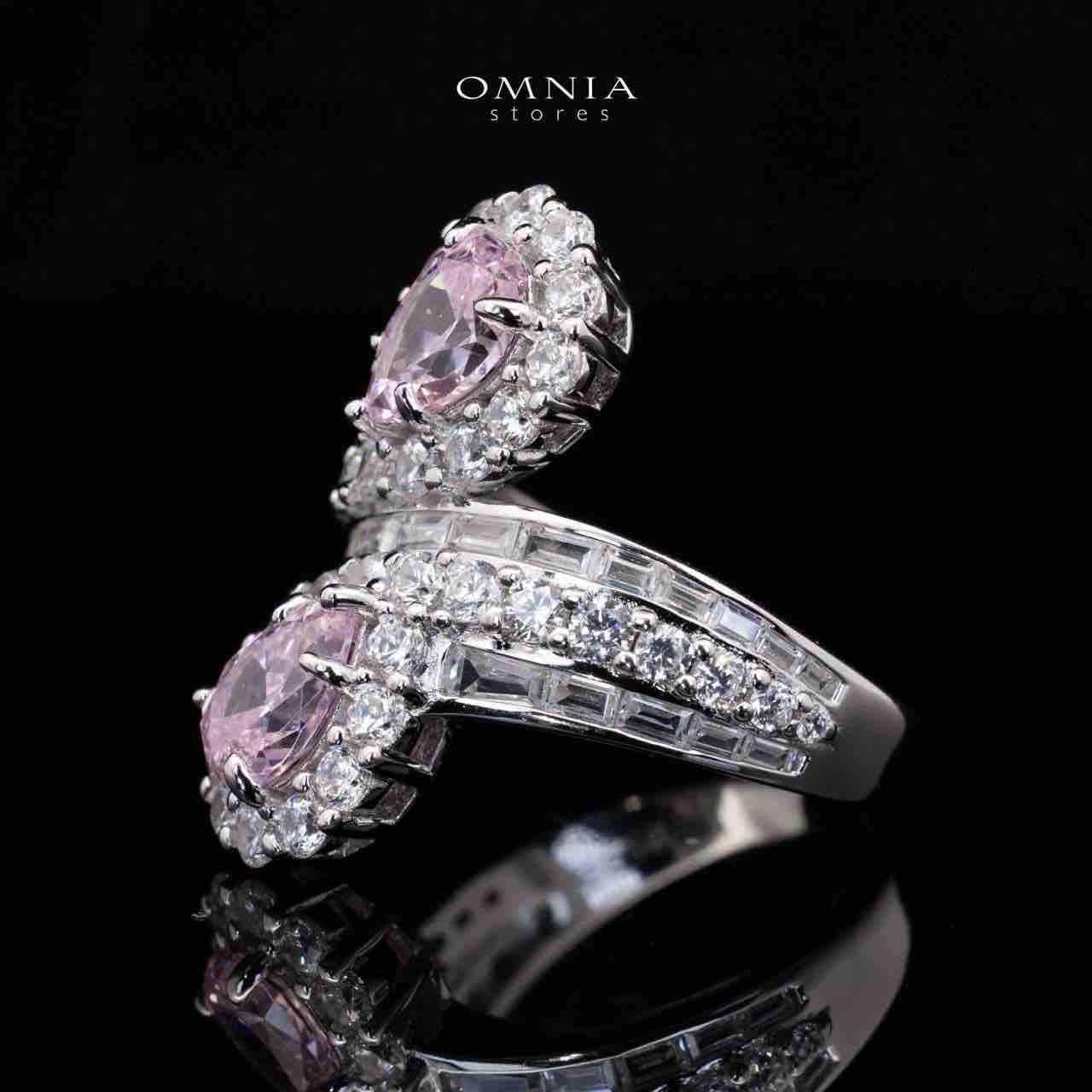 Isabell Pink and White Pear Cut Ring in 925 Silver With High Quality Simulated Diamonds