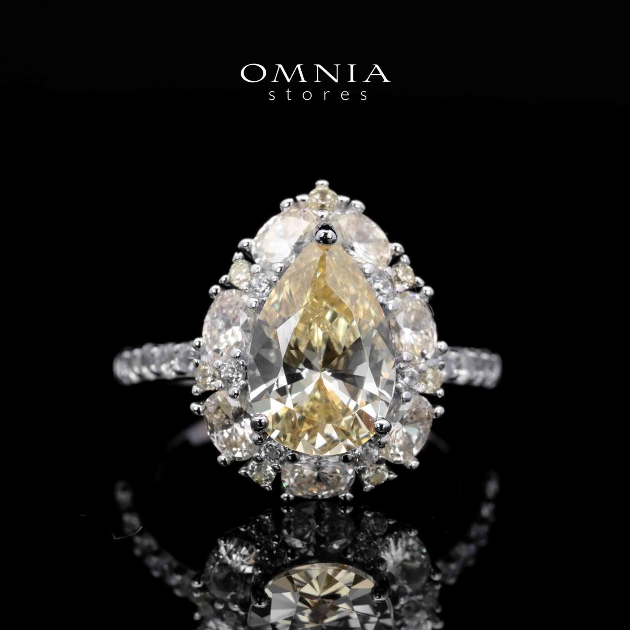 Sireesha Yellow Pear Cut Ring in 925 Silver With High Quality Simulated Diamonds