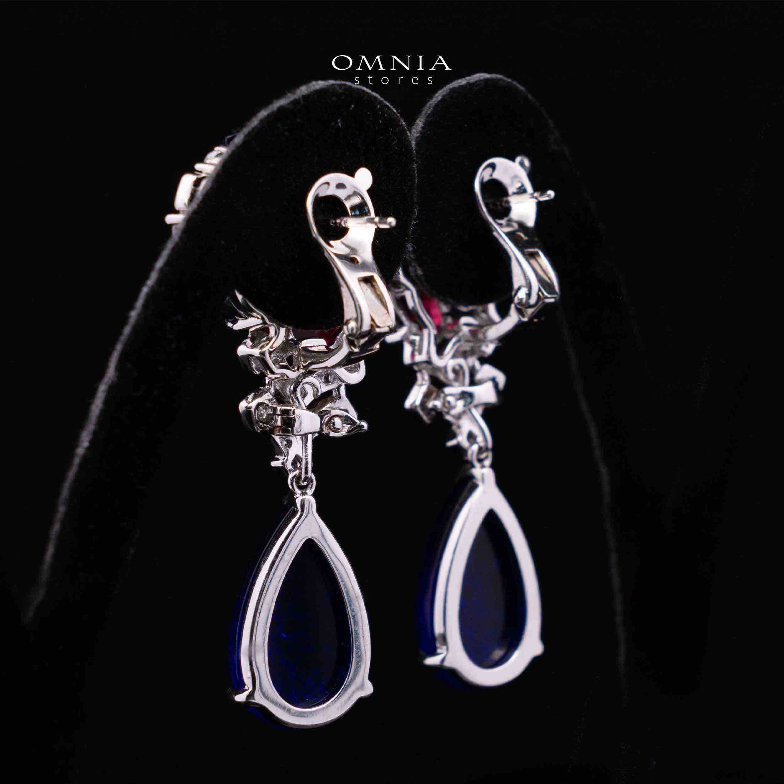 Allison Multicolor Floral Design Double Pearl Drop Earrings with High-Quality Simulated Diamonds in 925 Silver