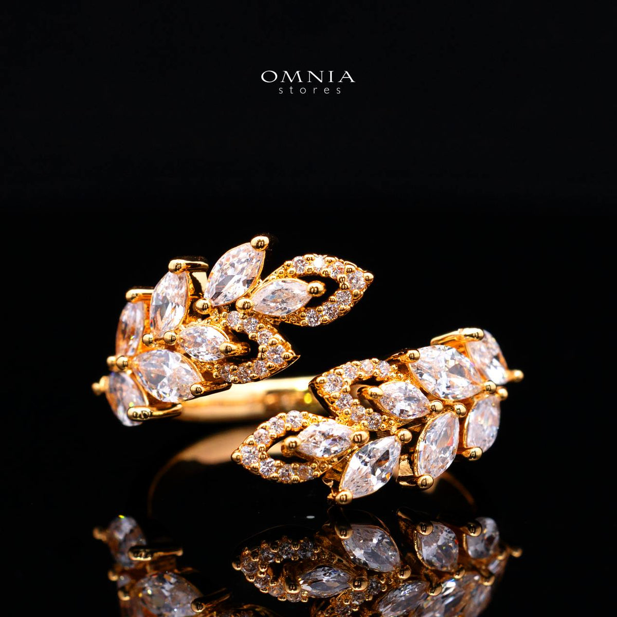Omnia Safe Luxury Gold Bridal Full Set in High Quality Zircon Stone Rhodium Plated
