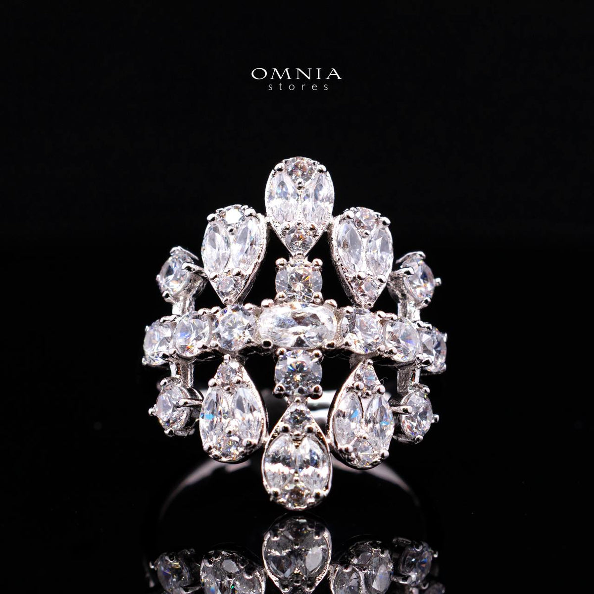 Omnia Minerva Luxury Bridal Full Set Accessories in High Quality Zircon Stone in Rhodium Plated