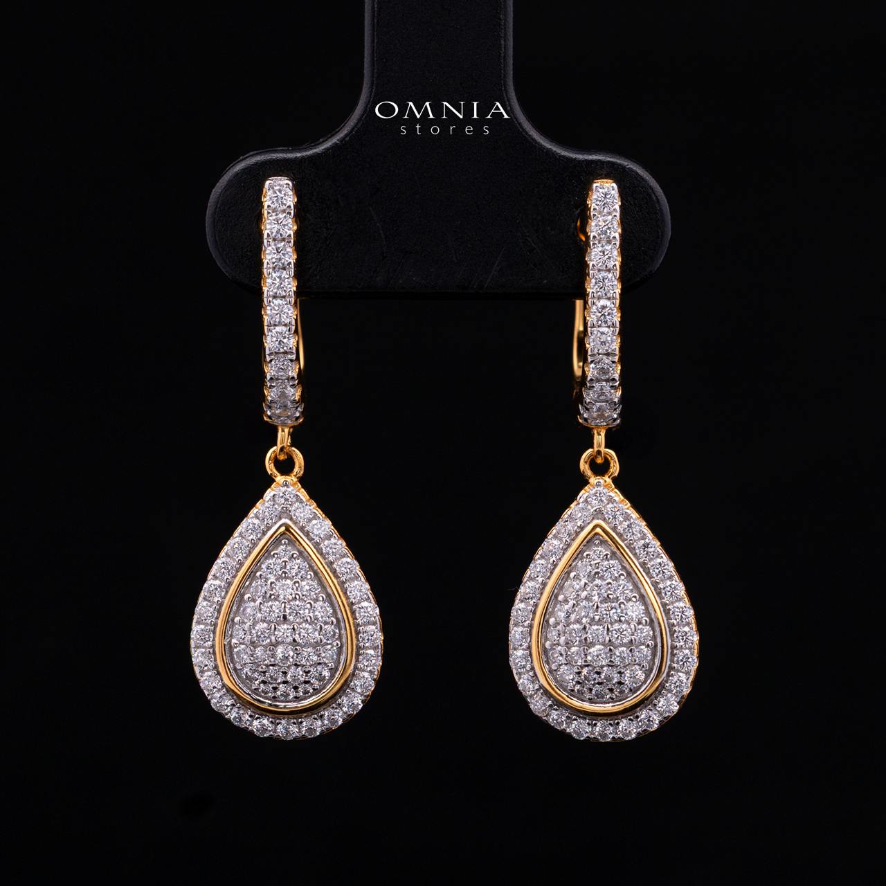 Gwenette Gold-Plated Drop Earring in 925 Silver with Premium Simulated Diamonds
